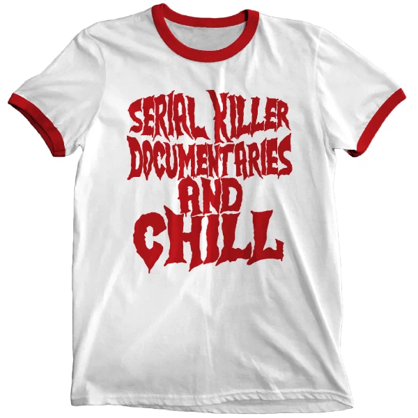 Wicked Clothes 'Serial Killer Documentaries' Ringer Shirt BESTSELLERS 4 Wicked Clothes 'Serial Killer Documentaries' Ringer Shirt BESTSELLERS