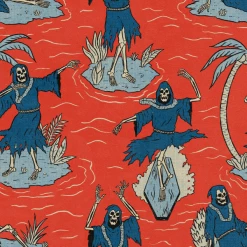 Wicked Clothes 'Surfing Skeleton' Button-Up Shirt